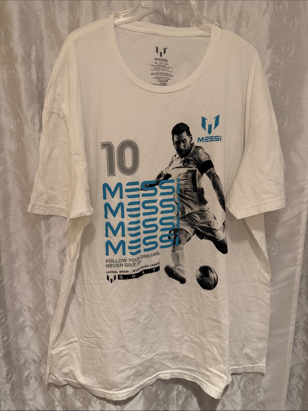Lionel Messi White Graphic Soccer T‑Shirt - Men's Size 3XL 🔥 B3